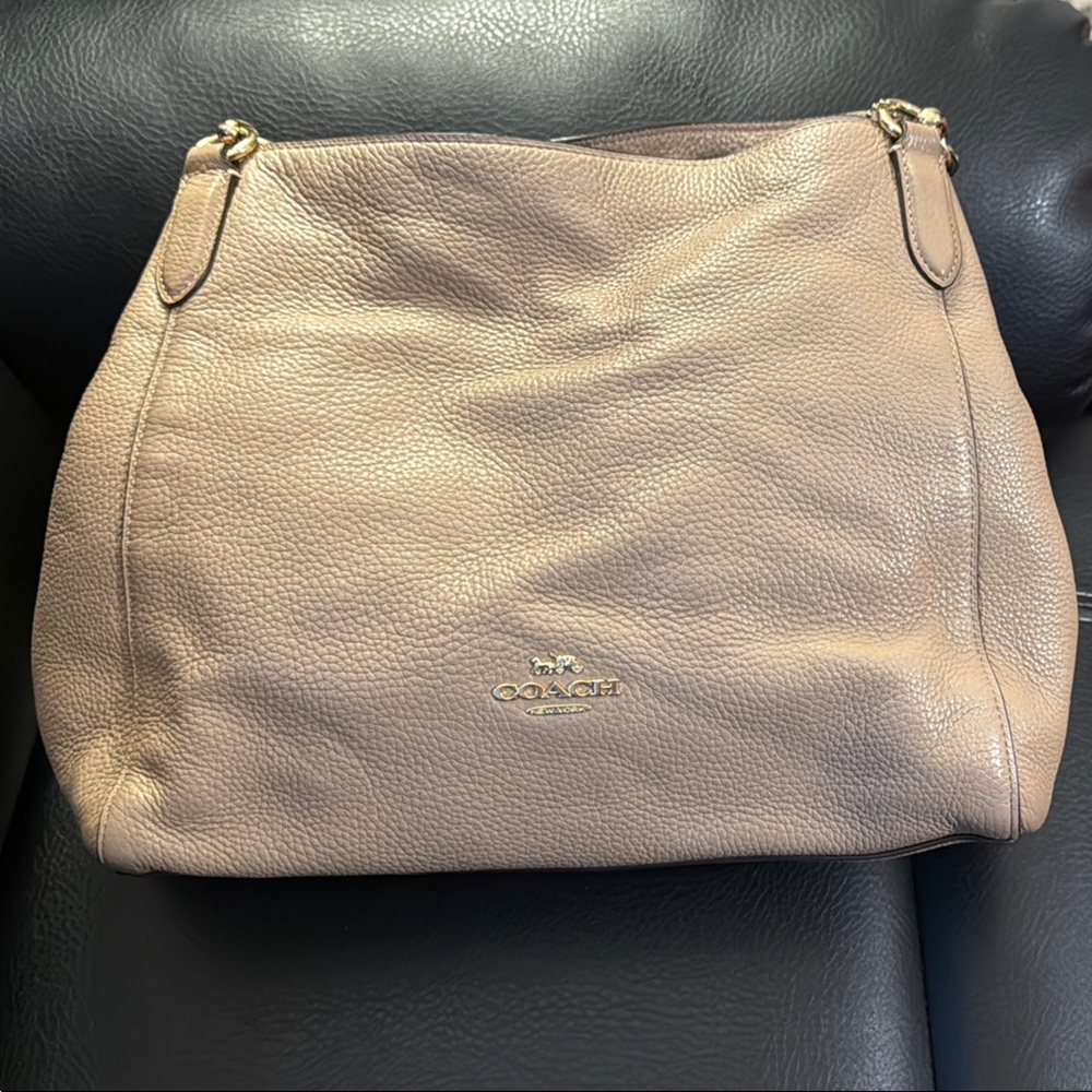 Coach Pebbled Leather Shoulder Bag in Tan